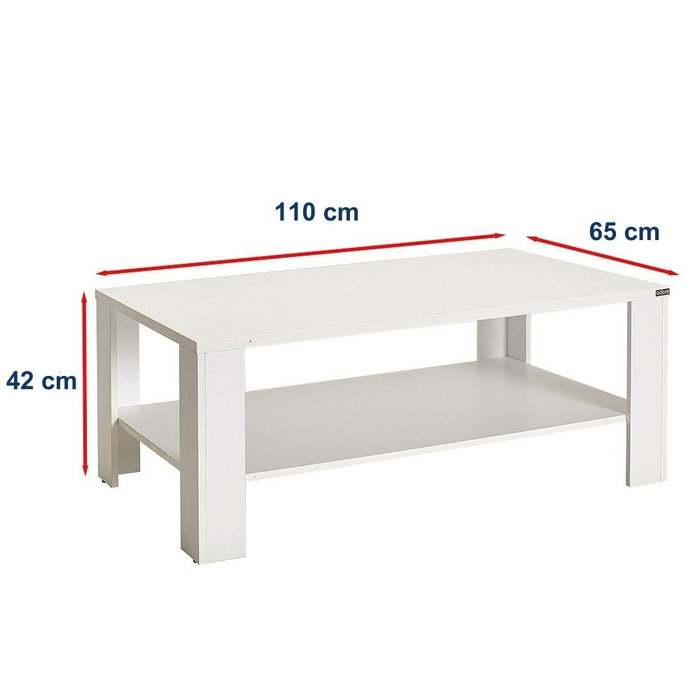 Hanah Home Shp-695-Dd-1 Mesa de Centro Blanca Diamante 110x65x42 cm Tablero Melamina 16mm Elegante Moderna Funcional